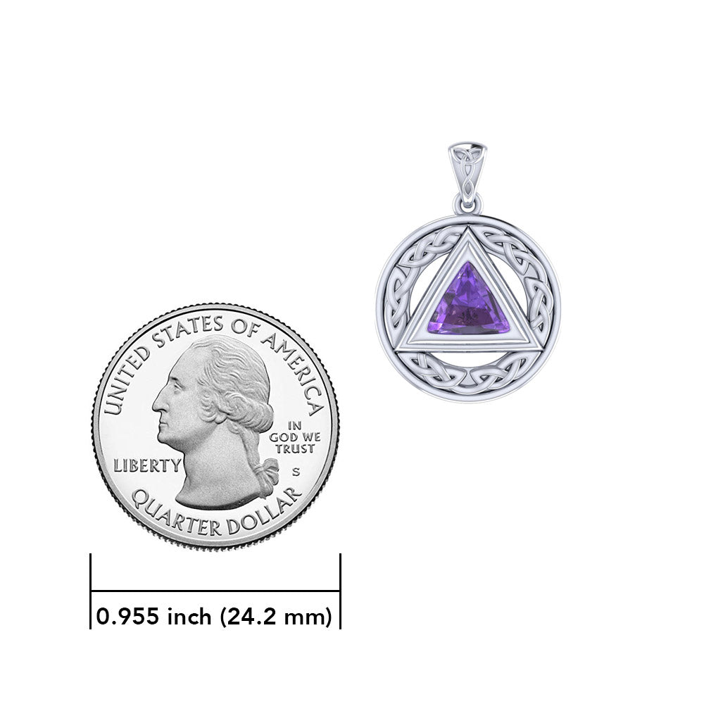 Pave the road to full healing ~ Celtic AA Symbol Sterling Silver Pendant with Gemstone TPD326