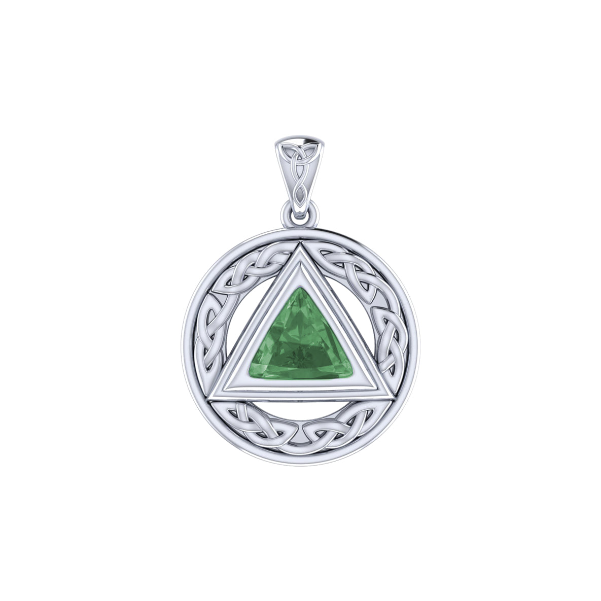Pave the road to full healing ~ Celtic AA Symbol Sterling Silver Pendant with Gemstone TPD326