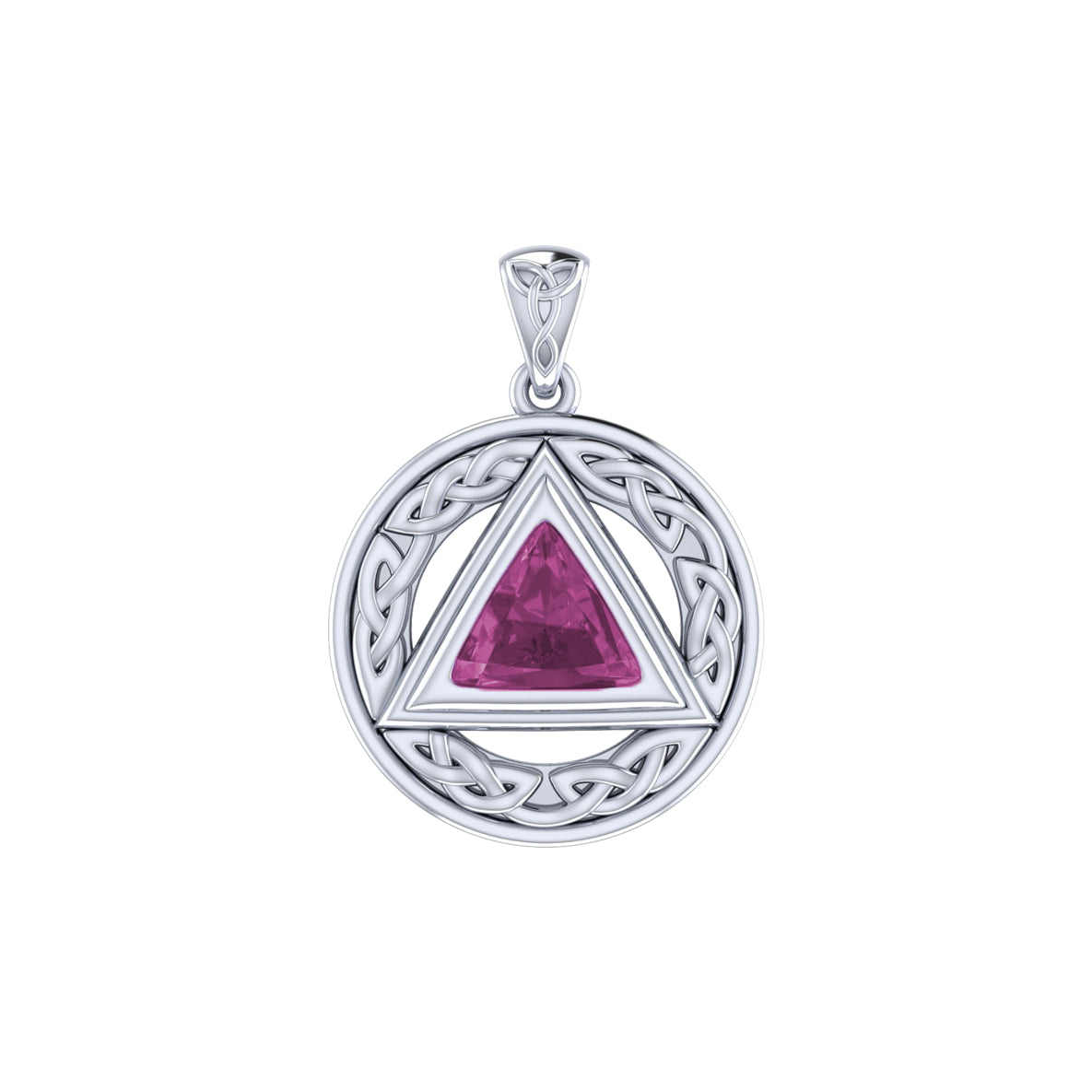 Pave the road to full healing ~ Celtic AA Symbol Sterling Silver Pendant with Gemstone TPD326