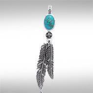 Turquoise Feather Talisman Pendant TPD3282