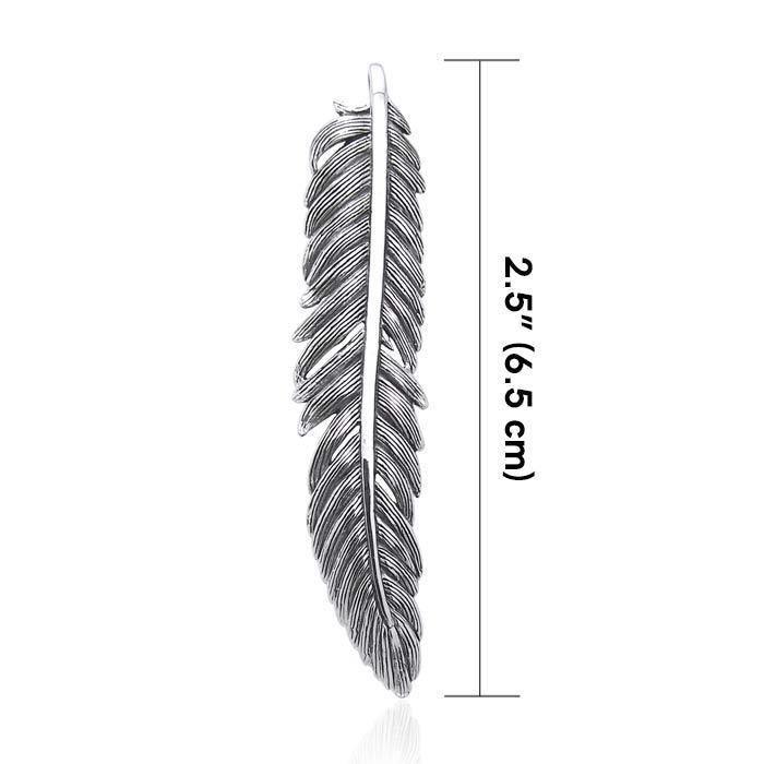 Large Feather Sterling Silver Pendant TPD3284