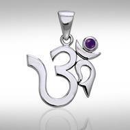 Om Sterling Silver Gemstone Pendant TPD3286