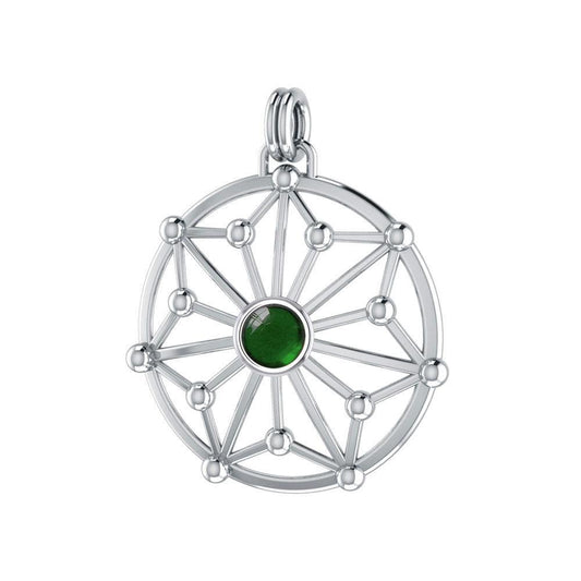 Round Tetragram Energy Symbol Silver Pendant With Gemstone TPD3303 - peterstone.dropshipping