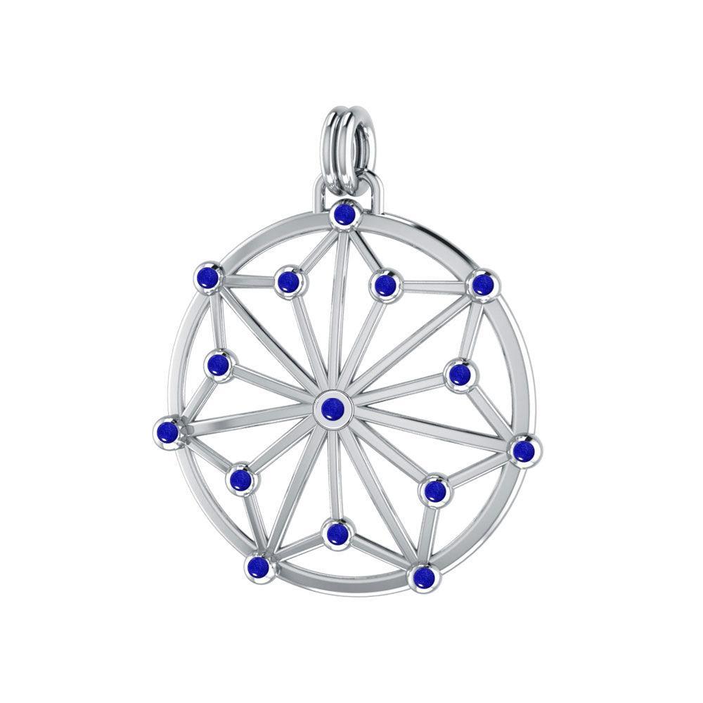 Round Tetragram Energy Symbol Silver Pendant With Gemstones TPD3308 - peterstone.dropshipping