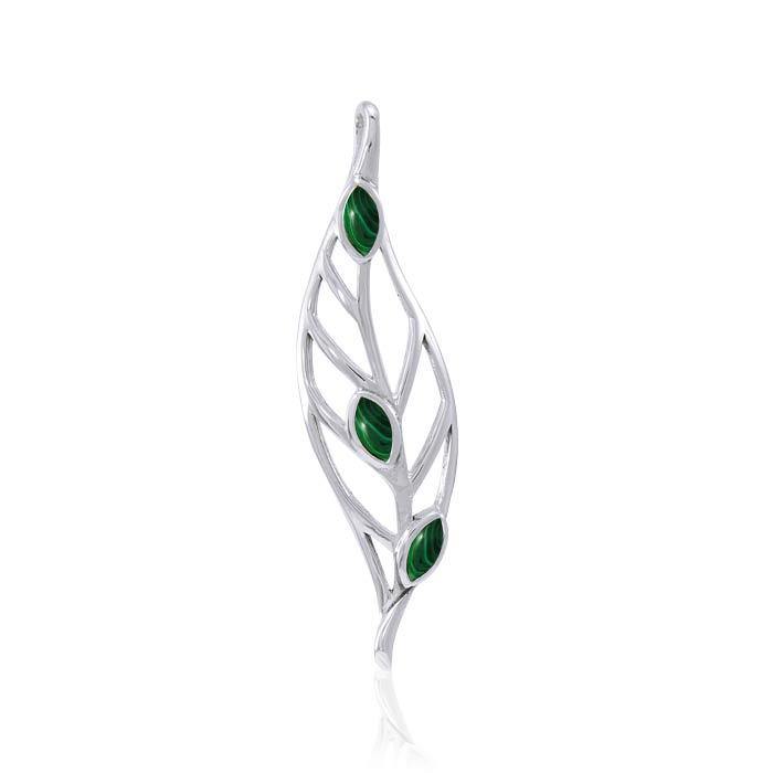 Leaf Sterling Silver Pendant with Gemstones TPD3339