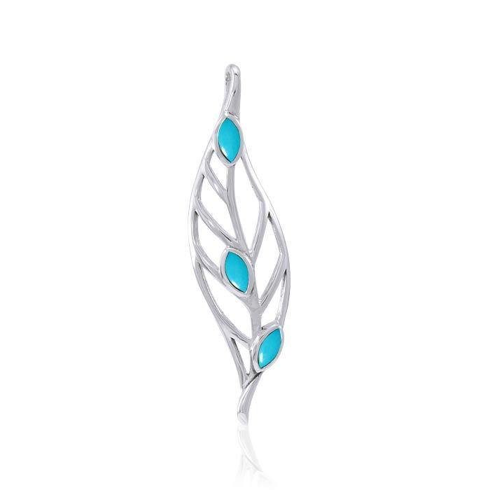 Leaf Sterling Silver Pendant with Gemstones TPD3339