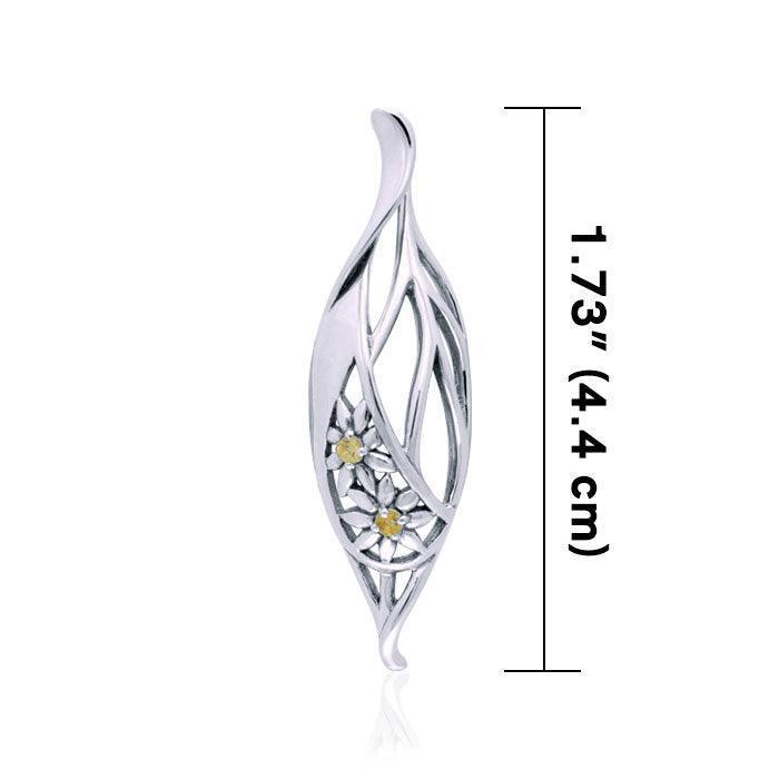 Elegance Daisy Leaf Sterling Silver Pendant TPD3343
