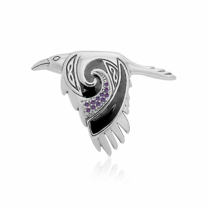 The Mythical Return of the Celtic Raven Sterling Silver Pendant TPD3381
