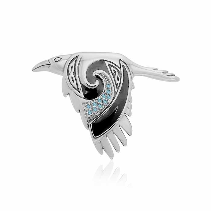 The Mythical Return of the Celtic Raven Sterling Silver Pendant TPD3381