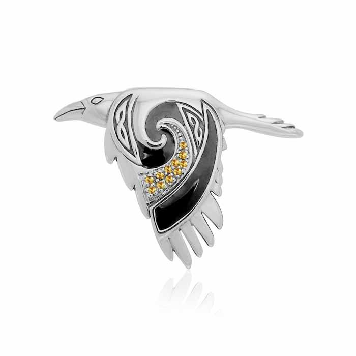 The Mythical Return of the Celtic Raven Sterling Silver Pendant TPD3381