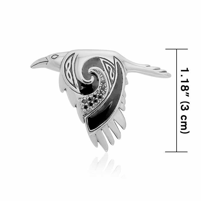 The Mythical Return of the Celtic Raven Sterling Silver Pendant TPD3381