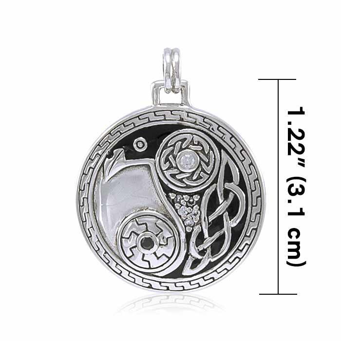 Celtic Yin Yang Raven Sterling Silver Pendant TPD3383
