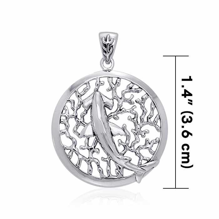 Mighty Hammerhead Shark on the Reef ~ Sterling Silver Jewelry Pendant TPD3405