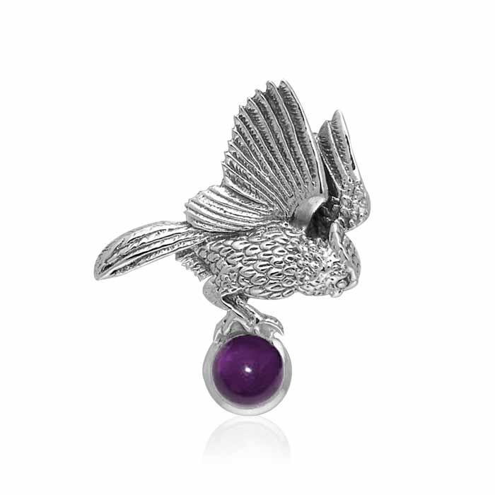 Great Horned Owl Sterling Silver Pendant with Gemstone by Ted Andrews TPD341