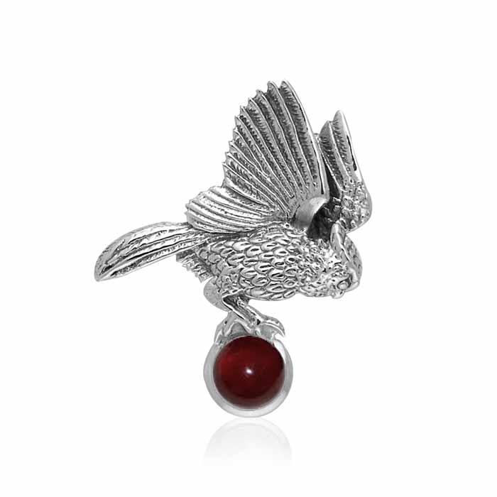 Great Horned Owl Sterling Silver Pendant with Gemstone by Ted Andrews TPD341