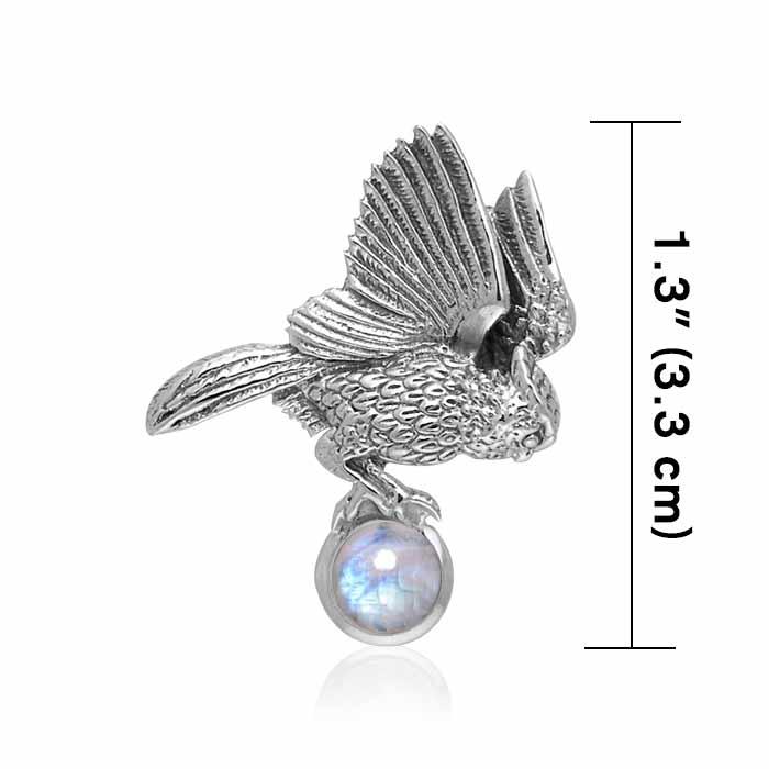 Great Horned Owl Sterling Silver Pendant with Gemstone by Ted Andrews TPD341