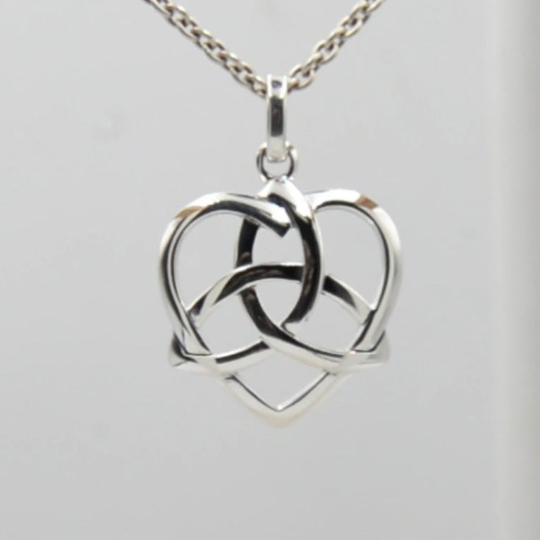 Trinity in Heart Sterling Silver Plated over Solid Brass Pendant BPD3423