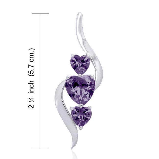 3 Heart Gemstone Silver Pendant TPD3471