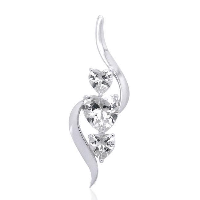 3 Heart Gemstone Silver Pendant TPD3471