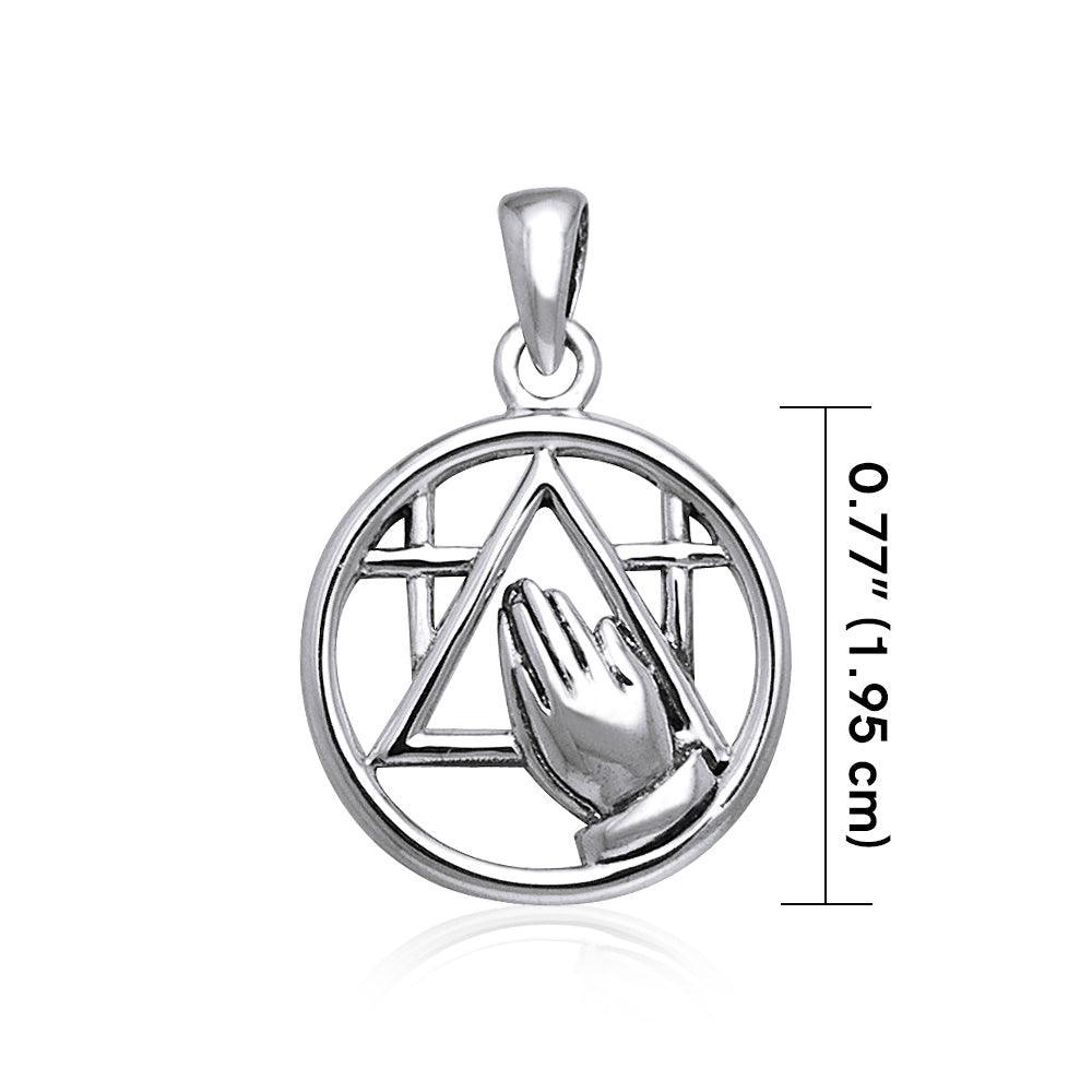 Prayer AA Symbol Sterling Silver Pendant TPD349