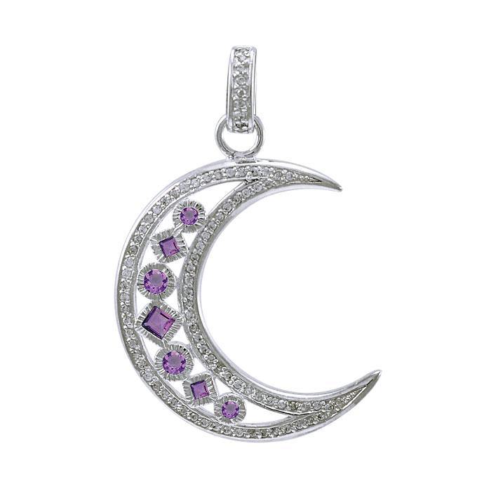 Chakra Moon Sterling Silver with Gemstones Pendant TPD3494