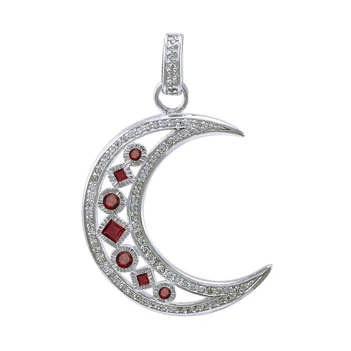 Chakra Moon Sterling Silver with Gemstones Pendant TPD3494