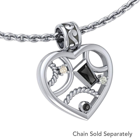 Contemporary Design Silver Pendant with Gemstones TPD3506