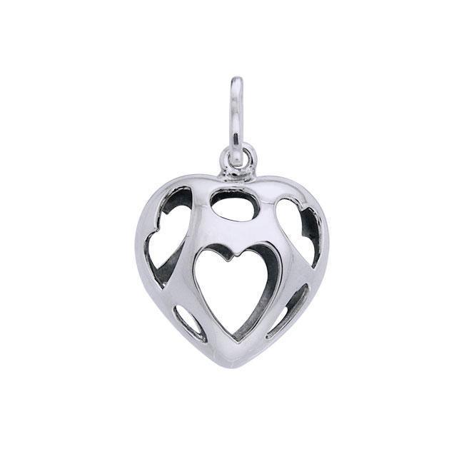 Bold Filigree in Heart Shape Silver Pendant TPD3514