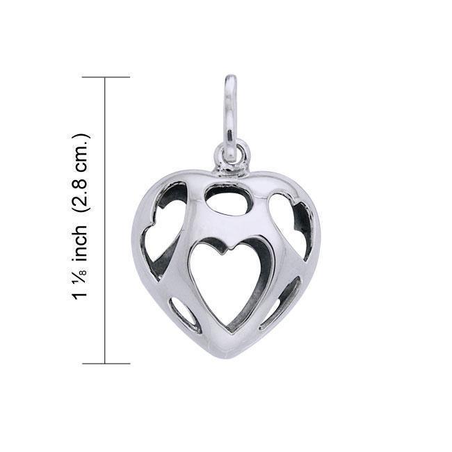 Bold Filigree in Heart Shape Silver Pendant TPD3514
