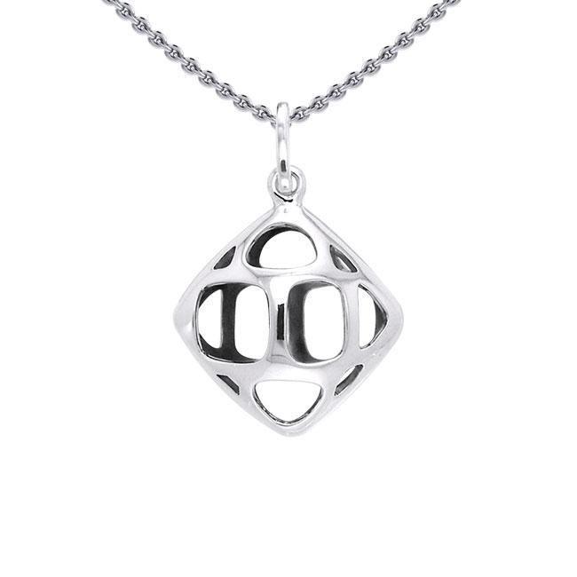 Bold Filigree in Square Shape Silver Pendant TPD3515