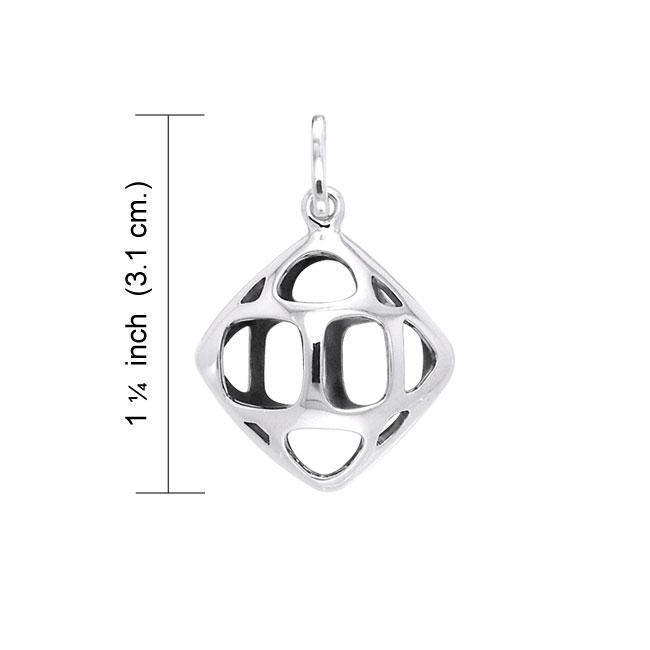 Bold Filigree in Square Shape Silver Pendant TPD3515
