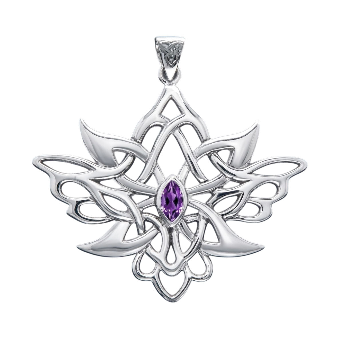 Abstract And Modern Celtic Art Sterling Silver Pendant With Gemstone TPD3527
