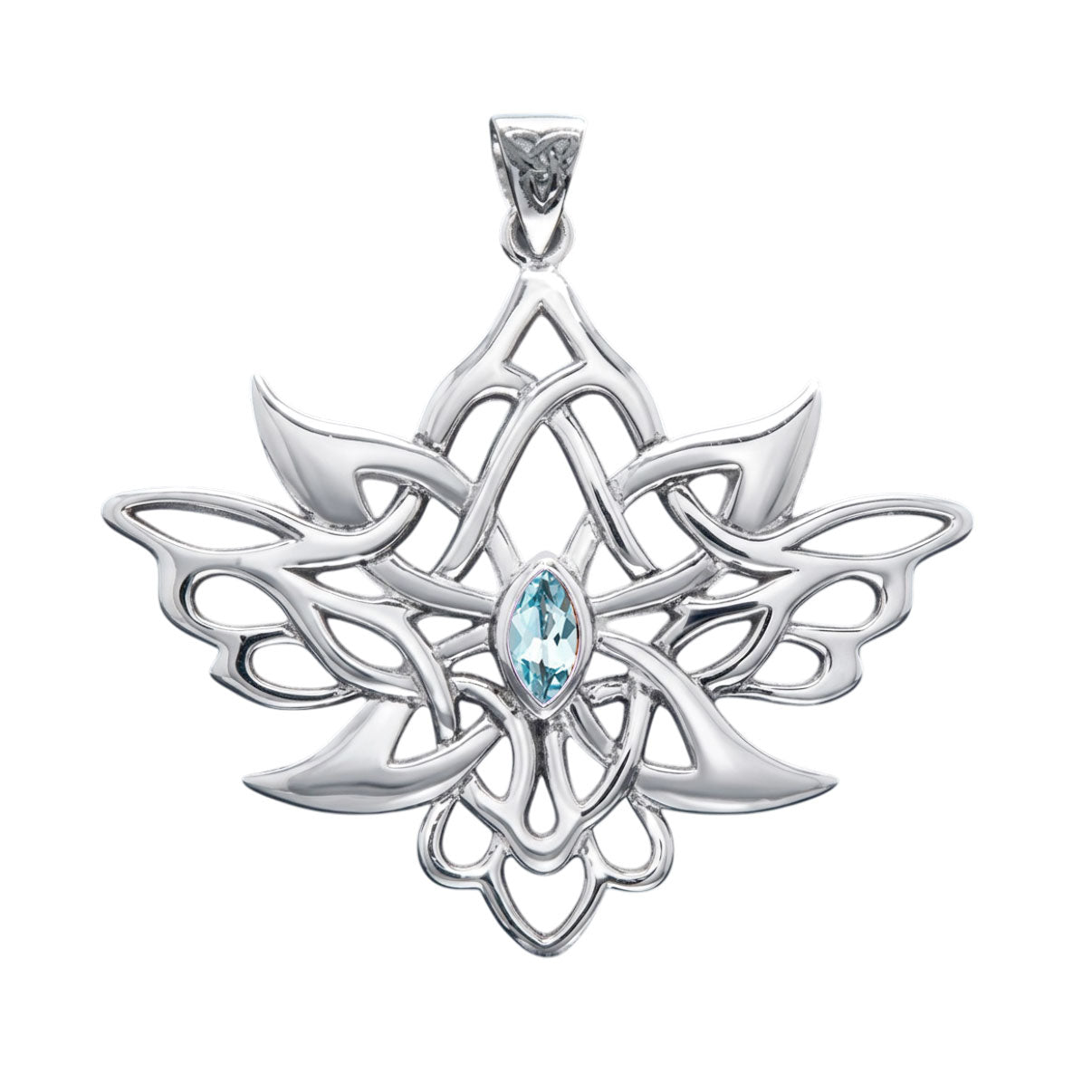 Abstract And Modern Celtic Art Sterling Silver Pendant With Gemstone TPD3527