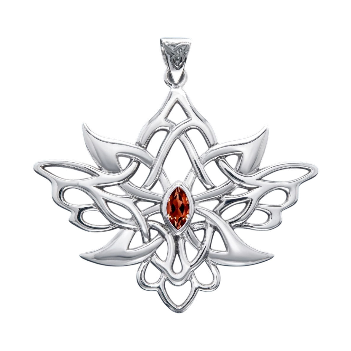 Abstract And Modern Celtic Art Sterling Silver Pendant With Gemstone TPD3527