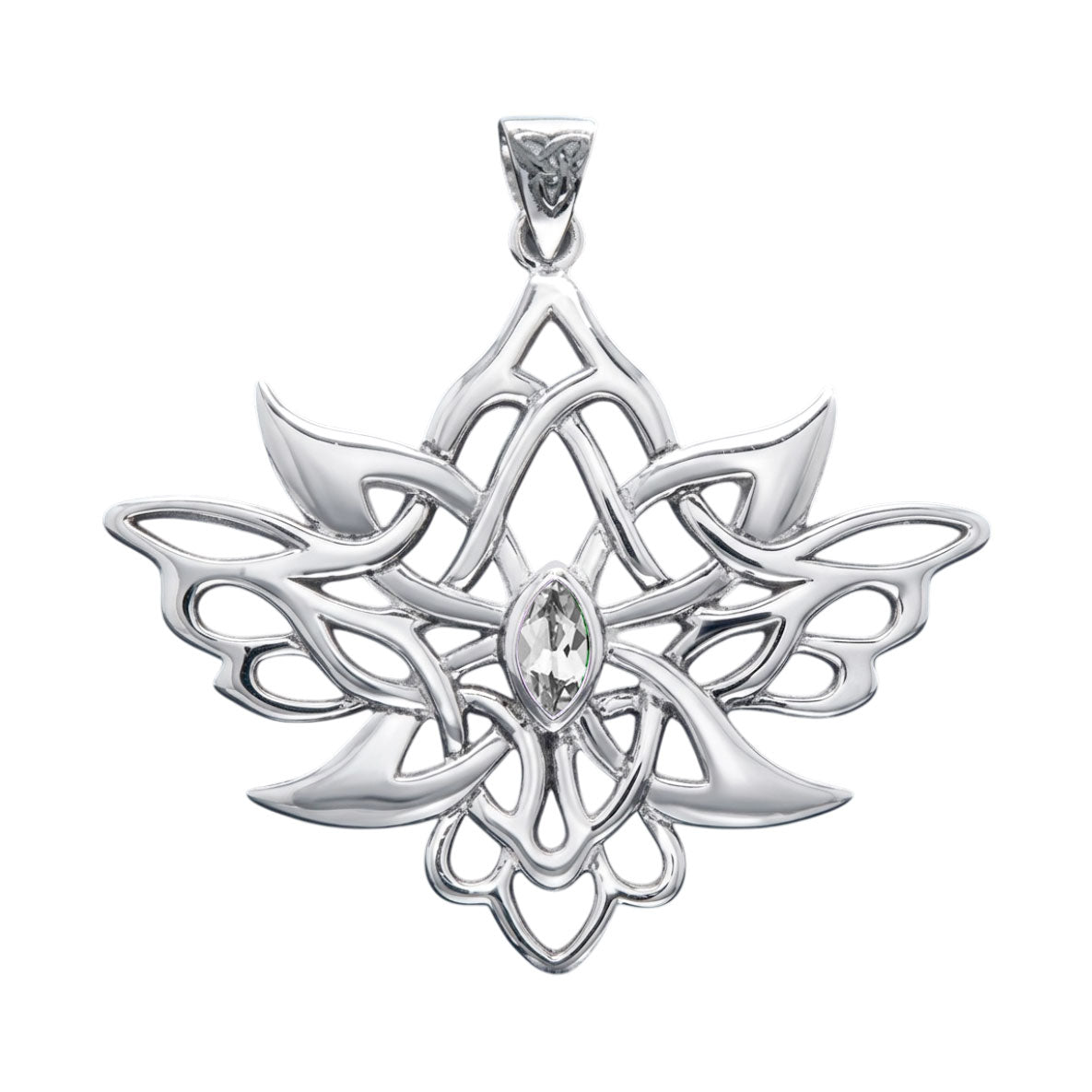 Abstract And Modern Celtic Art Sterling Silver Pendant With Gemstone TPD3527