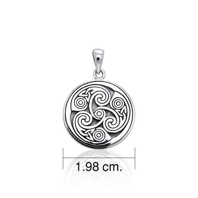 Celtic Triskele Round Silver Pendant TPD3542