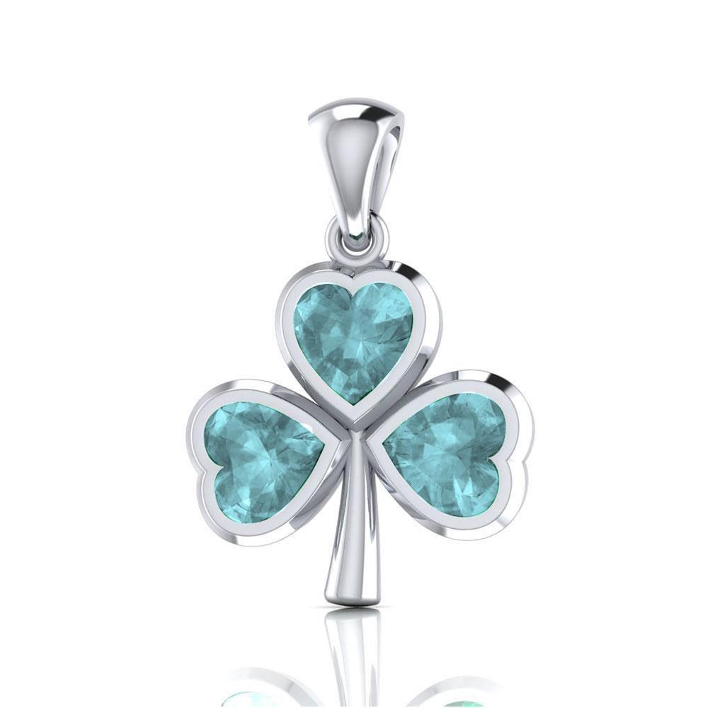 The unsurpassed fascination in a Shamrock ~ Sterling Silver Jewelry Small Pendant with Gemstones TPD3563