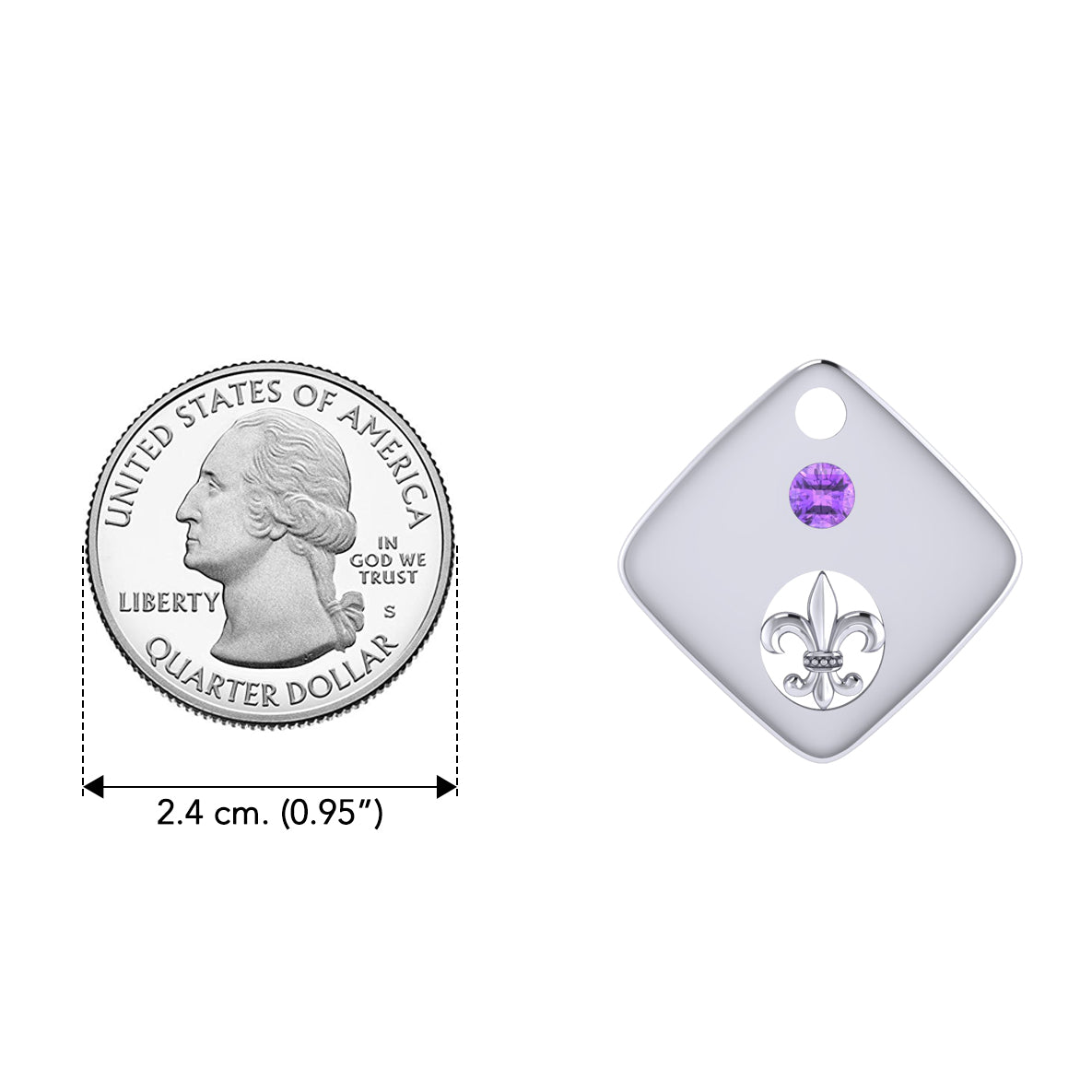 Square Fleur De Lis Silver Pendant TPD357