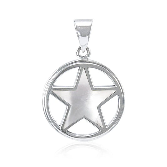 Pentacle Sterling Silver Pendant With Inlay Stone TPD3573