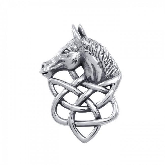 Sterling Silver Celtic Knotwork Horse Pendant TPD360