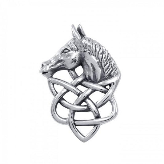 Sterling Silver Celtic Knotwork Horse Pendant TPD360