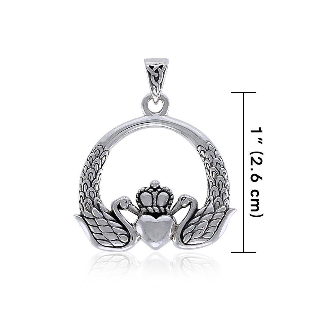 Swan Claddagh Silver Pendant TPD3607 - peterstone.dropshipping