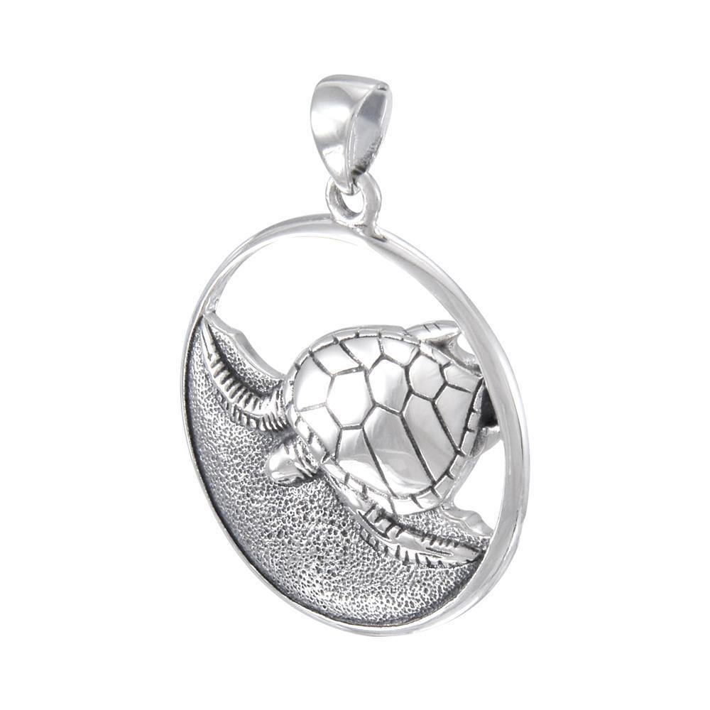 Loggerhead Sea Turtle Sterling Silver Pendant TPD3665