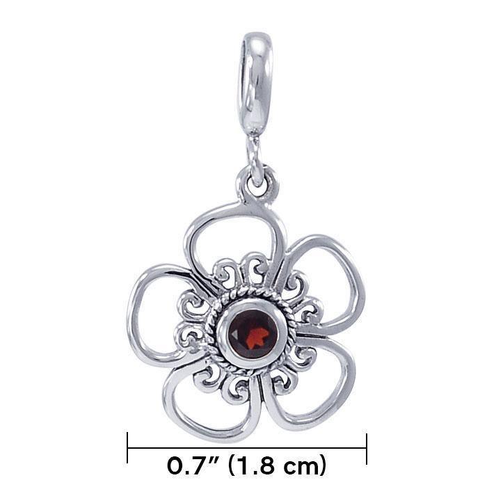 Blooming Flower Silver Pendant with Gem TPD3687