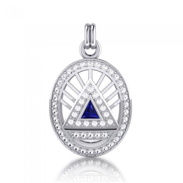 Sterling Silver Triangle Power Pendant with Stunning Natural Ruby Gemstone TPD3694
