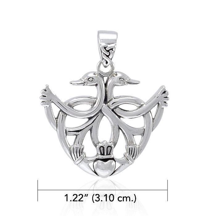 Faith for a happy ever after ~ Sterling Silver Celtic Swan Claddagh Pendant Jewelry TPD3708