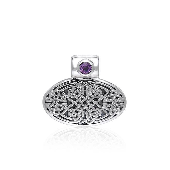 Celtic Knotwork Silver Pendant with Gem TPD377