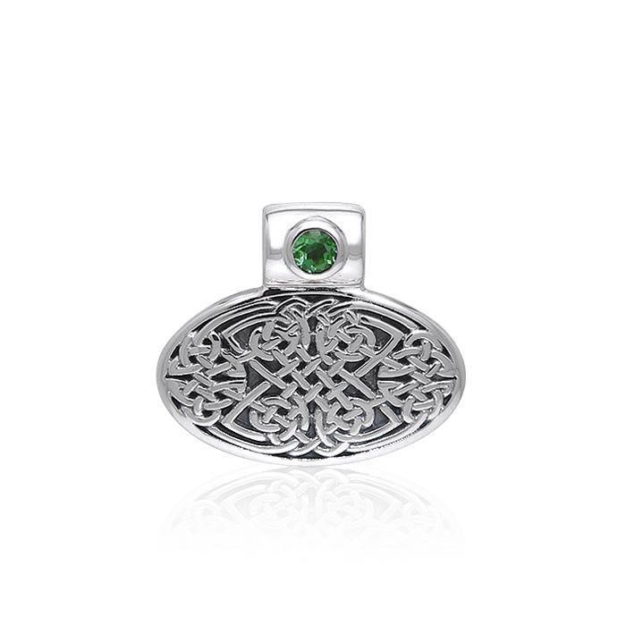 Celtic Knotwork Silver Pendant with Gem TPD377