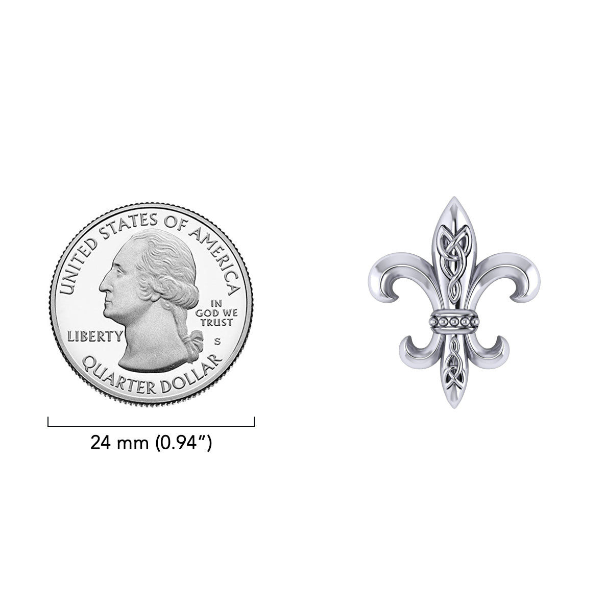 Celtic Knots Fleur De Lis Sterling Silver Pendant TPD381