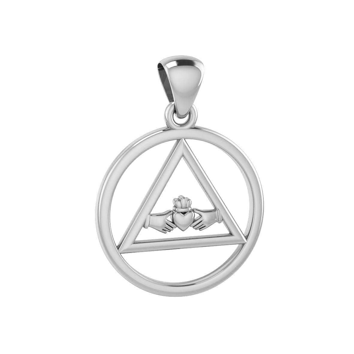 Claddagh AA Recovery Symbol Silver Pendant TPD386 - peterstone.dropshipping